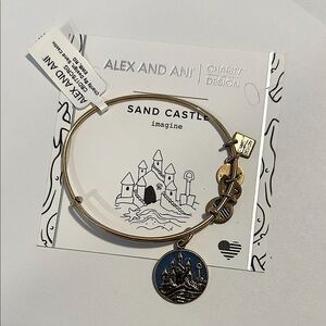 Alex and Ani Gold and Blue Sand Castle Charm Bracelet/Bangle - NWT